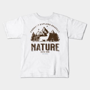 connect explore respect nature Kids T-Shirt